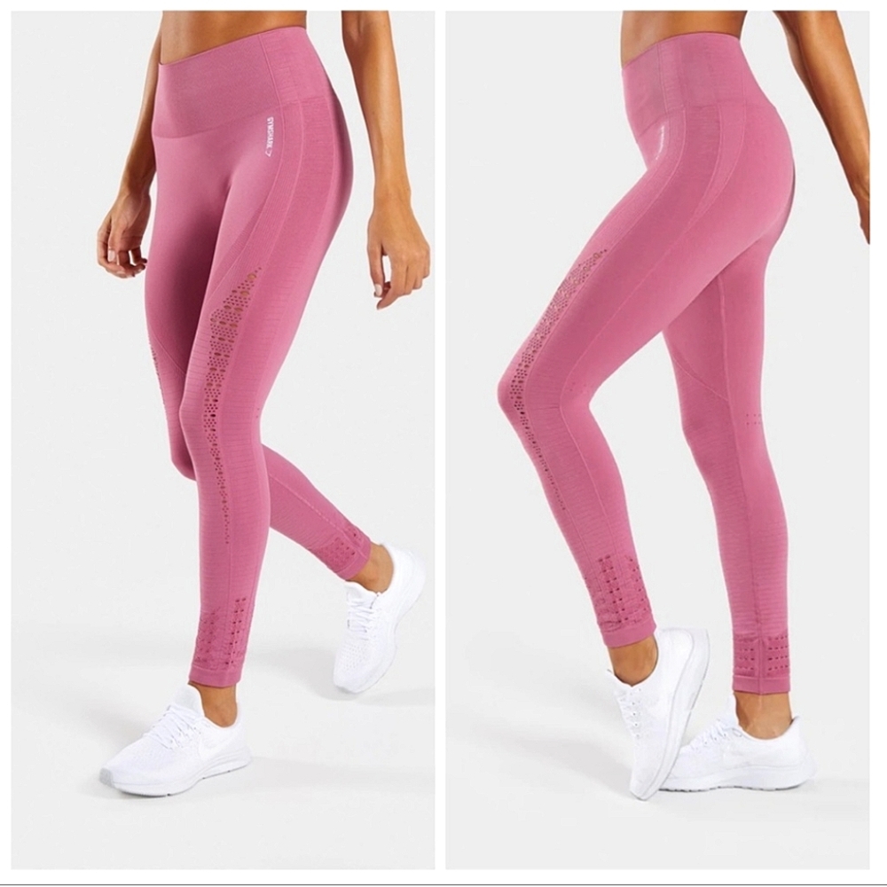 GYMSHARK Dusty Pink Energy Seamless High Rise Eyelet Cutout Legging XS